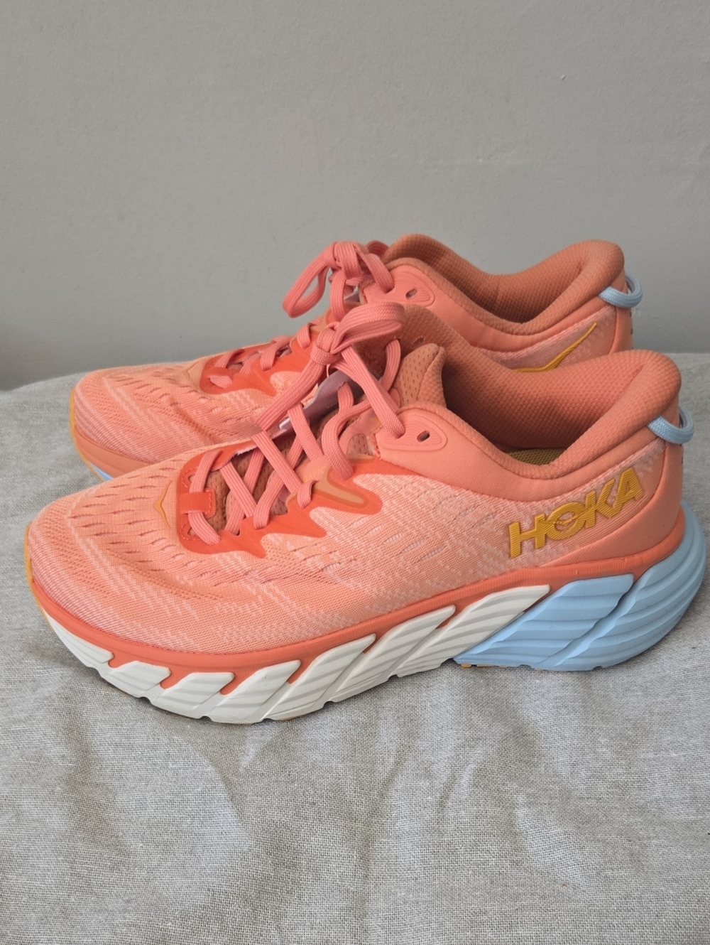 Hoka Women's Peach Coral Athletic Running Shoes Size 7B